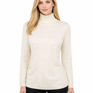 Pendleton Cream Turtleneck Sweater 100% Merino Wool Classic Cozy Light Size M